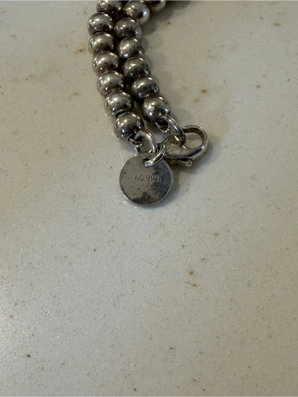 Tiffany & Co. Silver Bead Bracelet with Turquoise Heart Charm